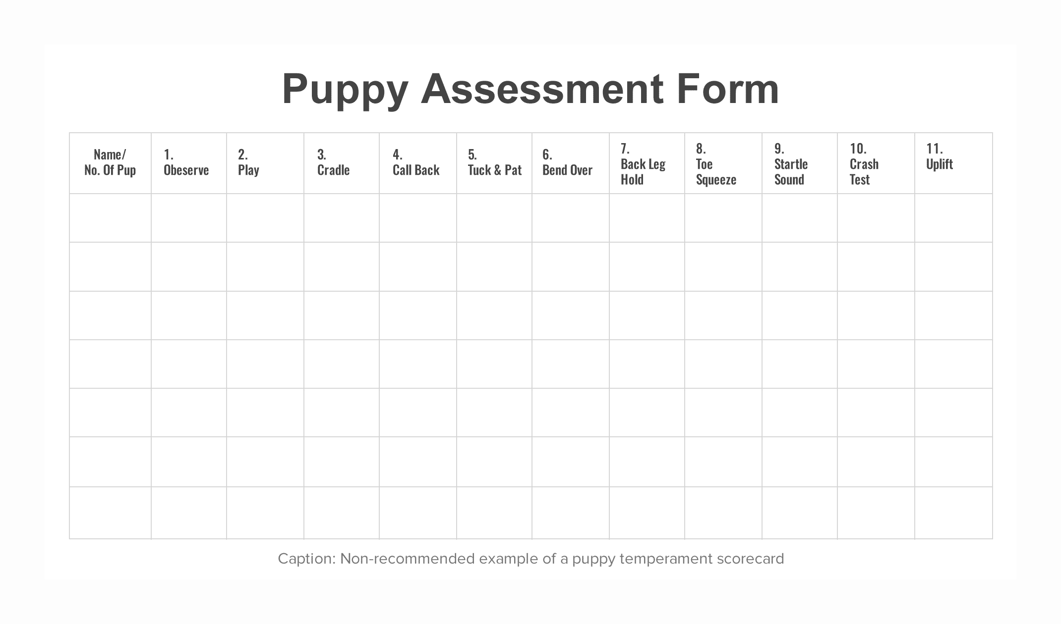 Puppy Assessment Form