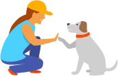 Women Giving High Five To Dog